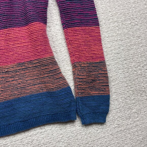 Y2K Roxy Surf Hoodie Boho Multicolor Striped Knit Women Sz M Skater Goth Emo - Picture 11 of 12